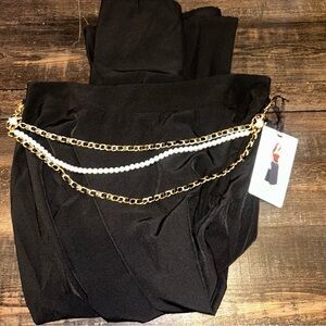 Milk & Honey Black Skirt With Chain Midi Length Size Large NWT